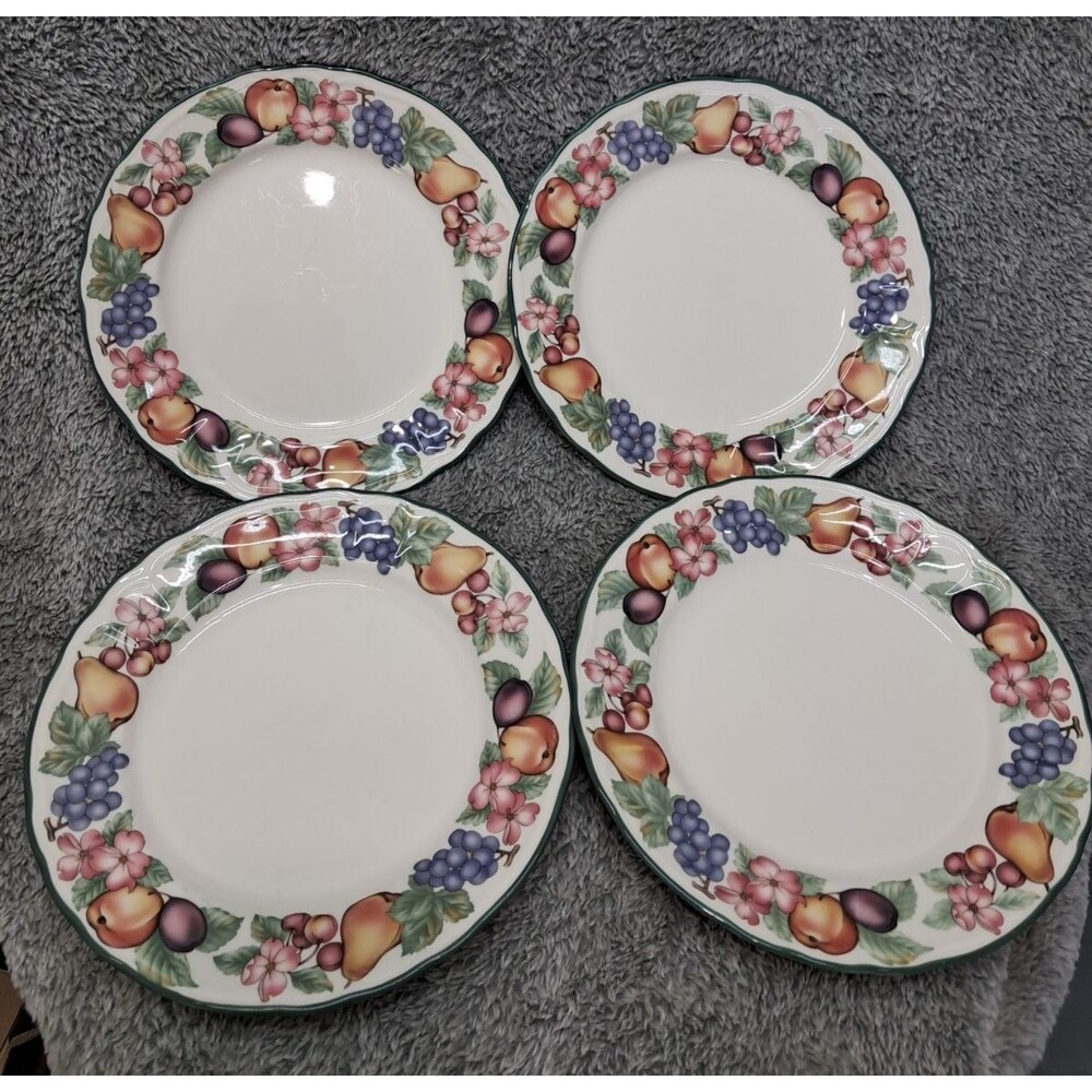 Set Of 4 Epoch Collection MARKET DAY  Dinner Plates 10.5” Noritake Fruit Floral